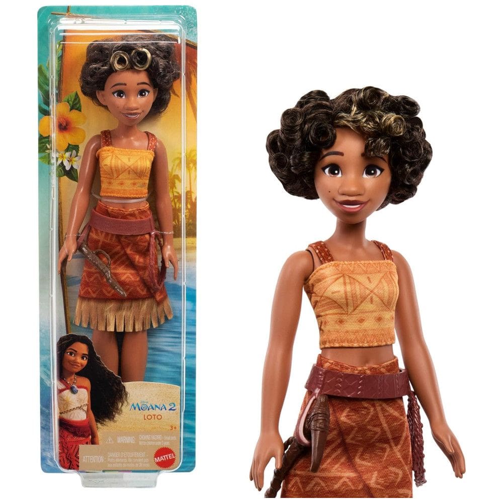 Boneca Loto Disney Moana 2 com 2 Acessórios, Roupa Removível com Cinto e Machado, Inspirada no Filme.