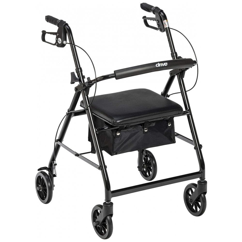 Andador Adulto Idoso com Assento, Suporta até 136 Quilos, DRIVE MEDICAL R726BK, Preto