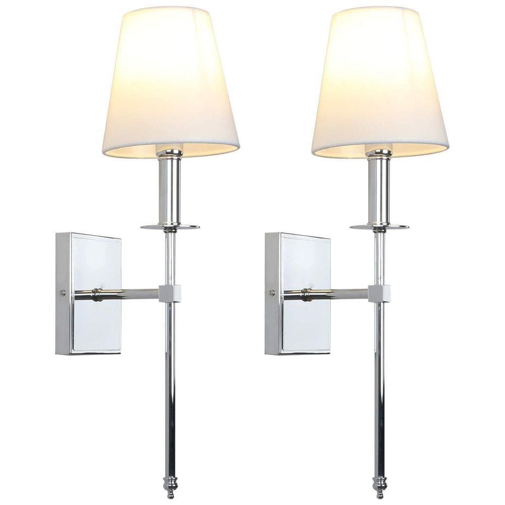 Conjunto de Luminária de Parede com 2 Peças, Estilo Industrial Rústico Clássico, Suporte de Coluna Cônico, 110V, Permo, Cromado
