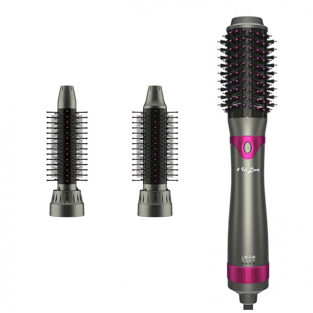 Escova de secador de cabelo Escova de secador de cabelo Modelador de salão Secador de cabelo e volumizador com três barris intercambiáveis
