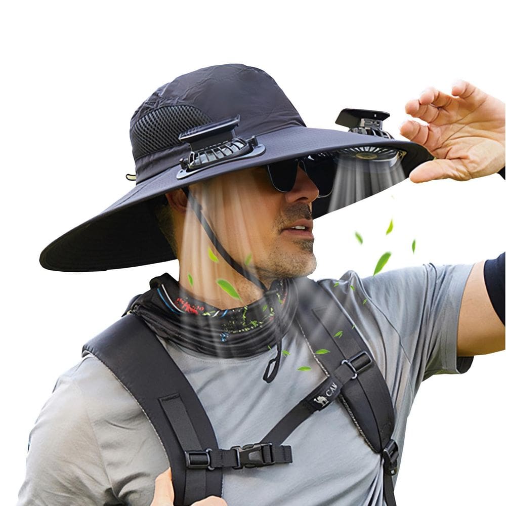 Chapéu de ventilador solar PRYZALO de aba larga para homens e mulheres pescando