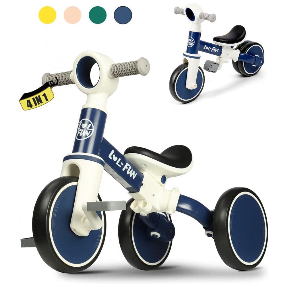 Bicicleta sem Pedal Infantil com 3 Rodas para Crianças de 1 a 4 Anos, LOL FUN, Azul