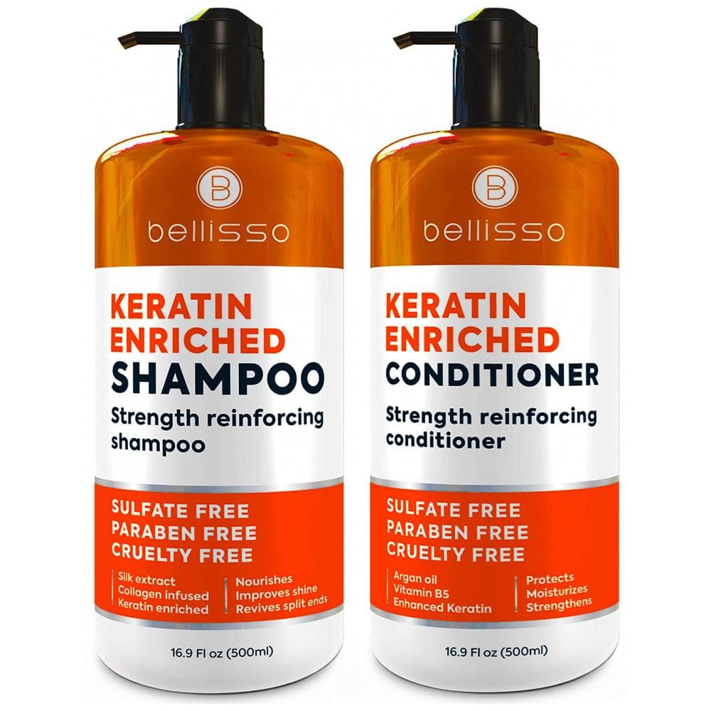 Belisso Shampoo e Condicionador com Queratina e óleo de Argan Marroquino para Cabelos Secos e sem Brilho, BELLISSO, Laranja