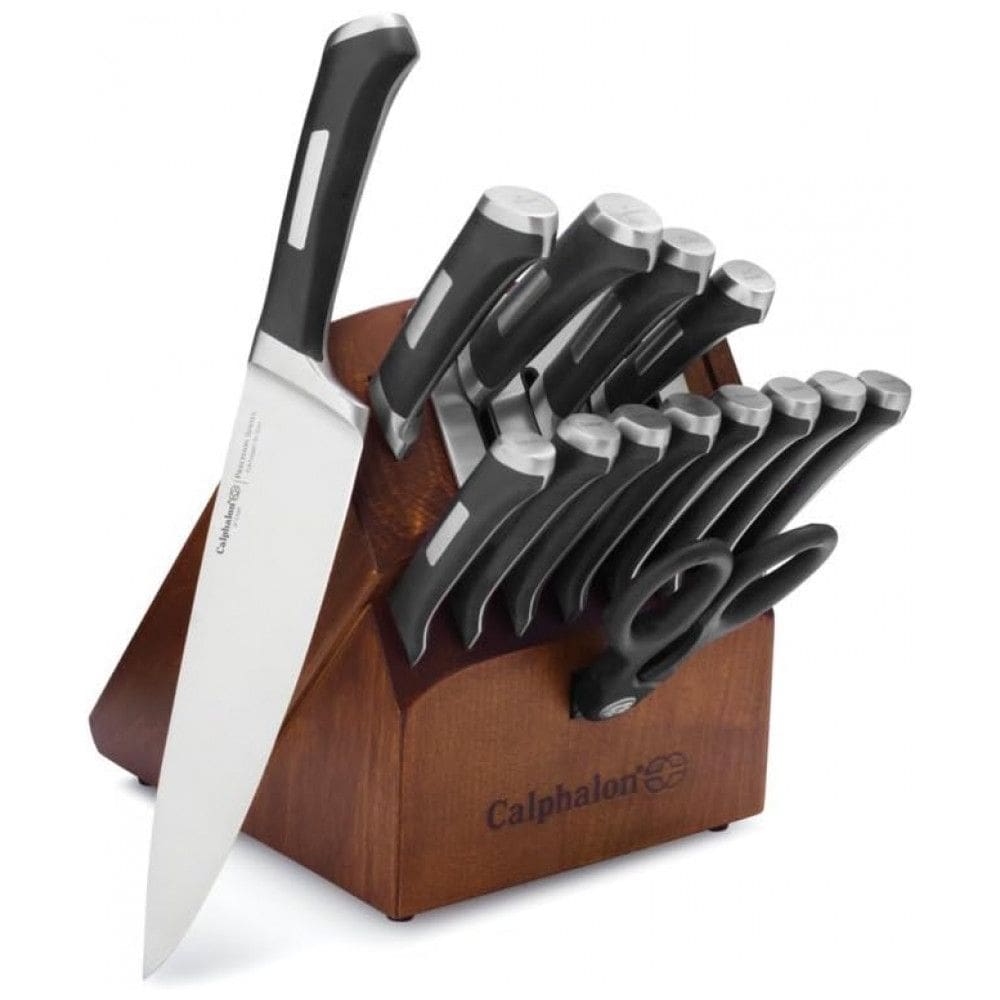 Conjunto de Facas de Alto Carbono com Bloco Autoafiável de Bancada 15 Peças, CALPHALON 1932941, Preto