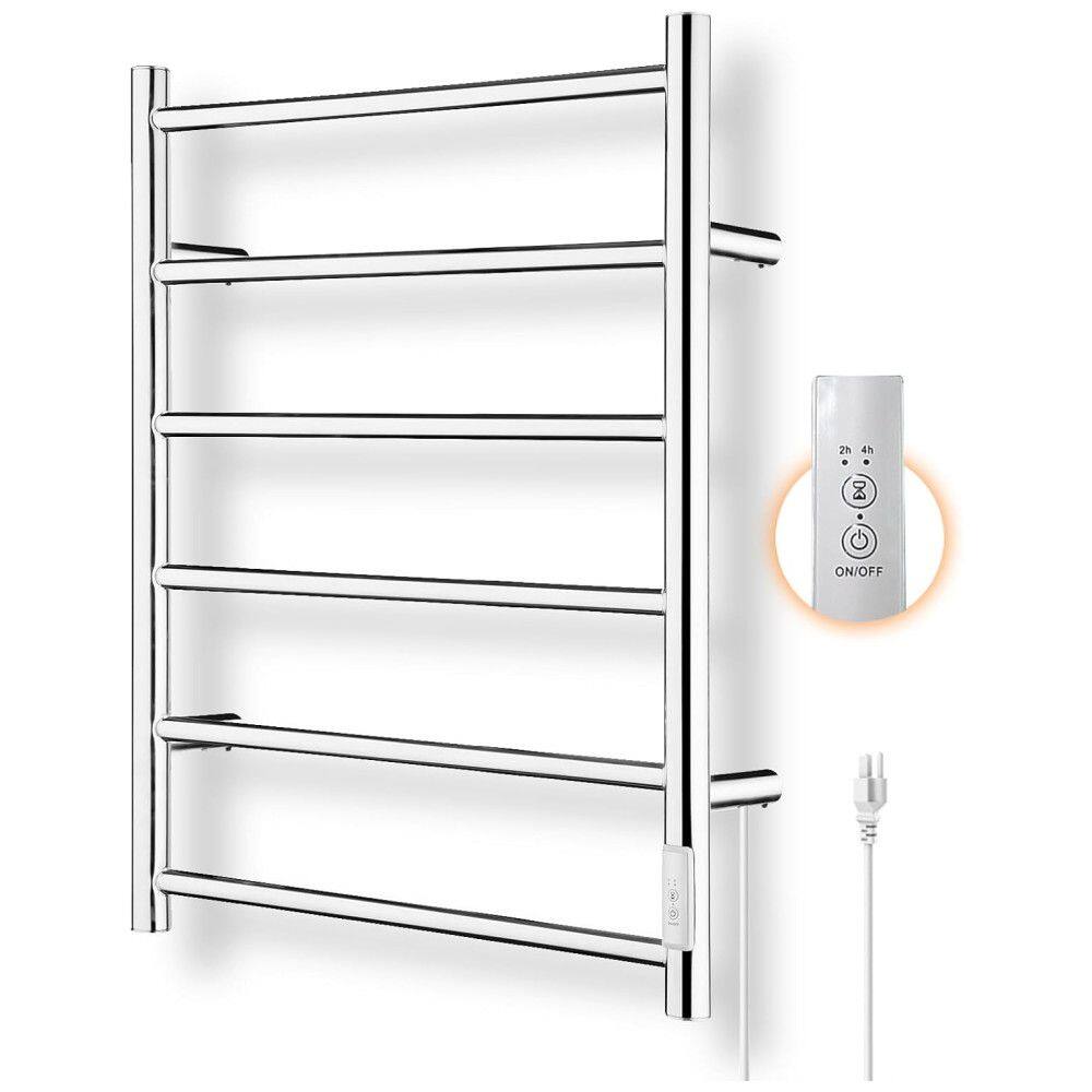 Aquecedor de Toalhas R FLORY, Secador de Toalhas com 6 Barras, Aquecimento Rápido, Timer e Funciona a Tomada, Mantém o Banheiro Aquecido à