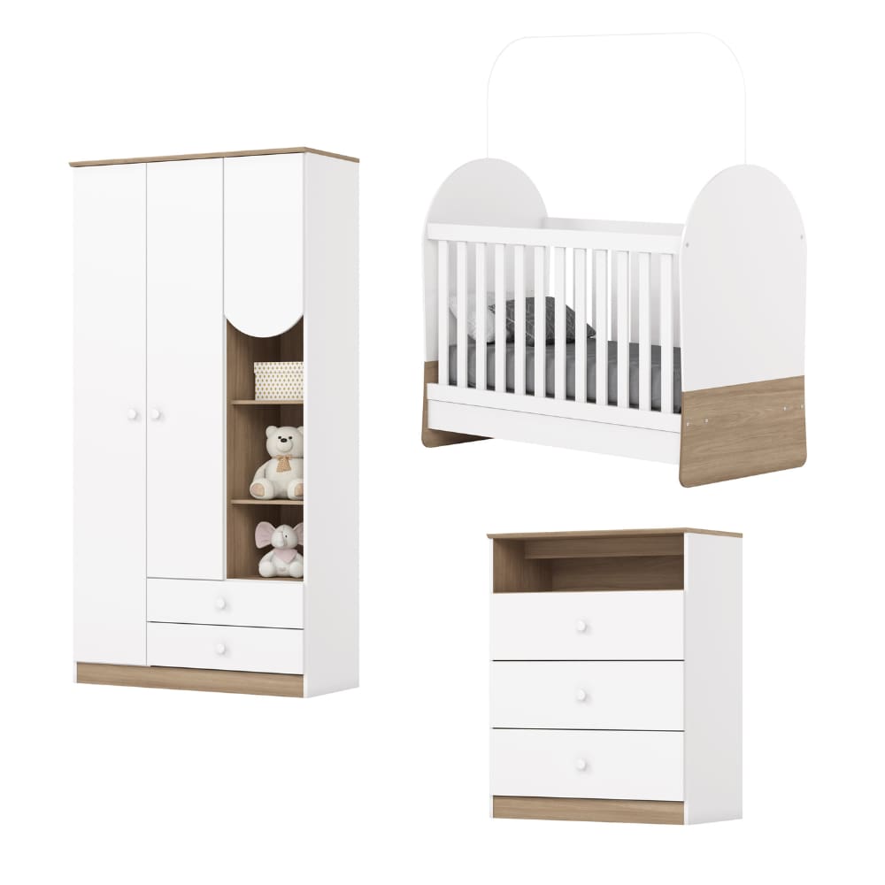 Dormitório Infantil Completo Berço Mini Cama 3x1 Para Quarto Bebê Magia