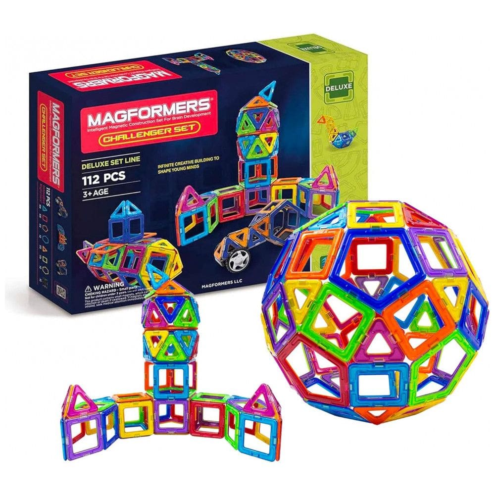Kit de Construção Carro e Bola Geométrico Educativo 112 Peças, para Crianças a Partir de 3 Anos, MAGFORMERS 63077, Amarelo