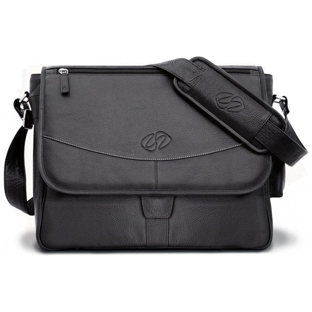 Bolsa Maleta de Couro Masculina para Laptop, MICHAEL SANTORO DESIGN, Preto