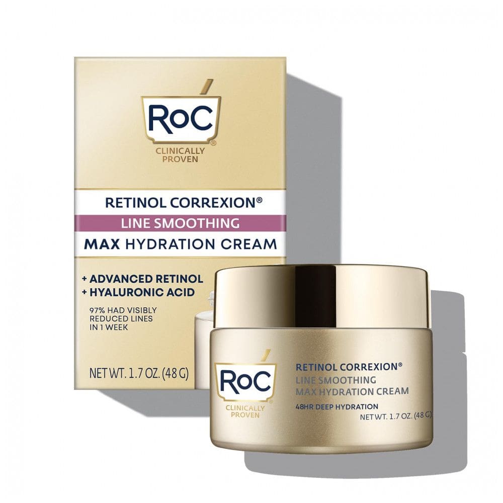 Creme Facial Anti Idade sem Óleo com Ácido Hialurônico para Mulheres, 50mL, ROC I00108955, Dourado