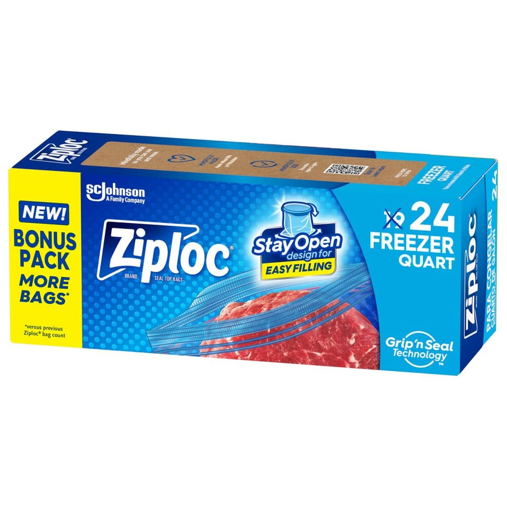 Bolsas para Almacenamiento de Alimentos Ziploc Cuartillo 24 piezas Fácil de Llenar