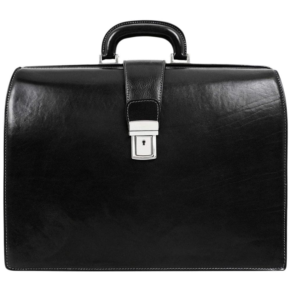 Bolsa Maleta de Couro Masculina para Laptop, TIME RESISTANCE, Preto