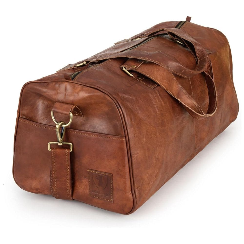 Bolsa de Viagem Masculina Vintage Clássica de Couro 45L, Conhaque, BERLINER BAGS, Marrom