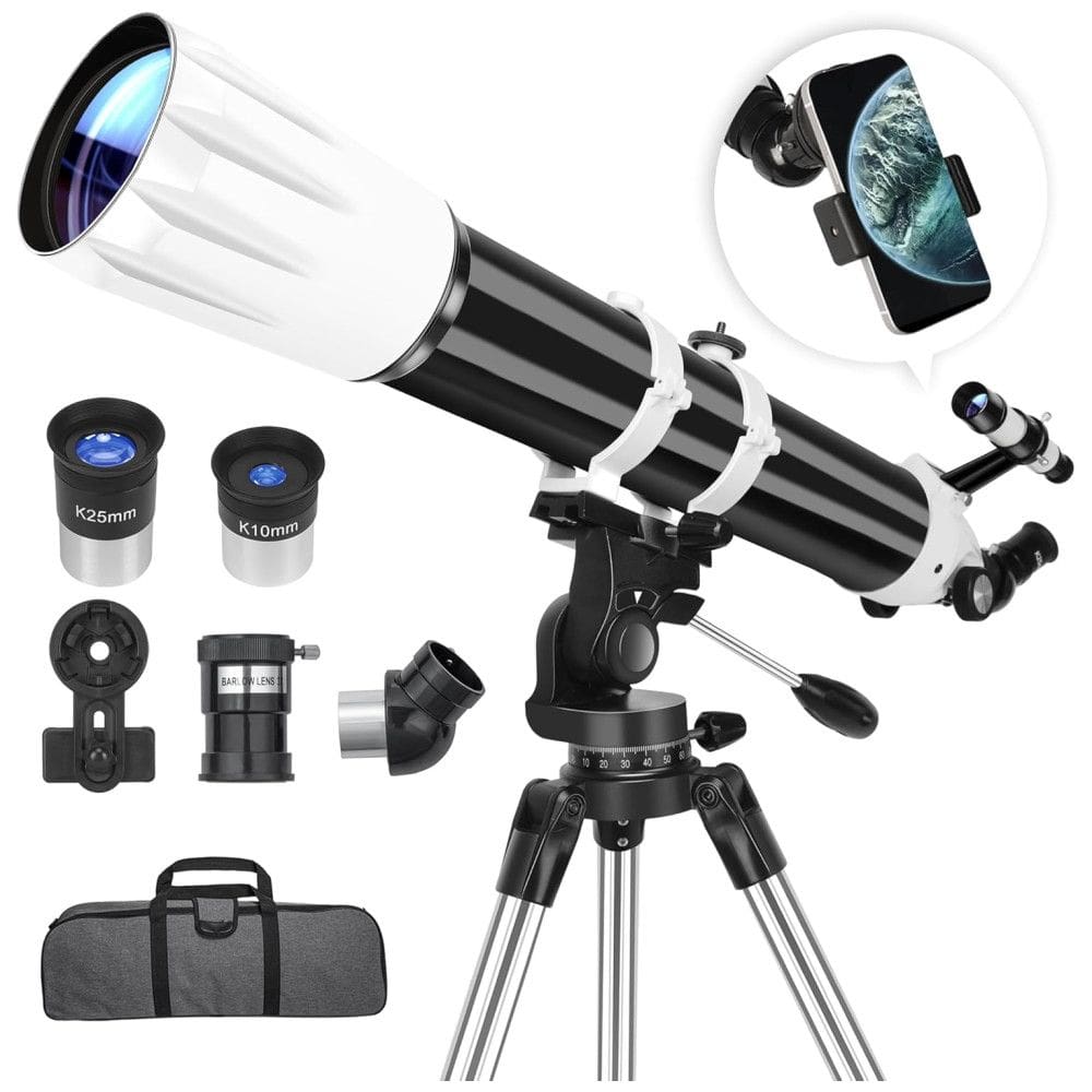 Telescópio Refrator Astronômico de 90mm e 900mm para Adultos de Alta Potência - Telescópio Profissional Multi-Revestido para