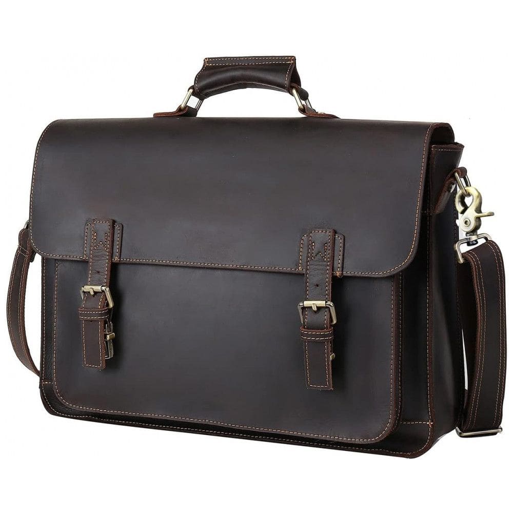 Bolsa Maleta de Couro Unissex para Laptop, UBANT, Marrom