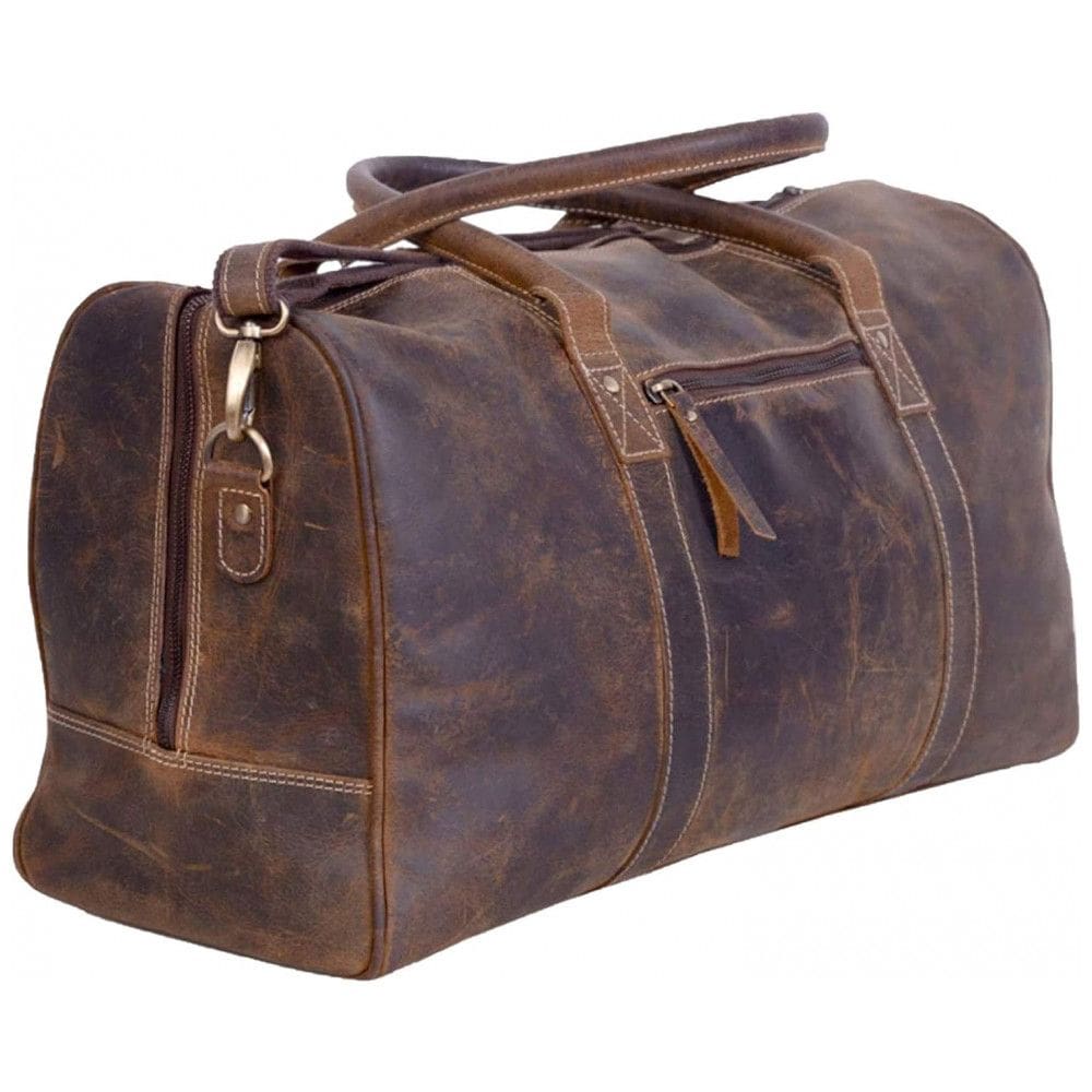 Bolsa de Viagem Masculina Clássica de Couro, KOMALC, Marrom