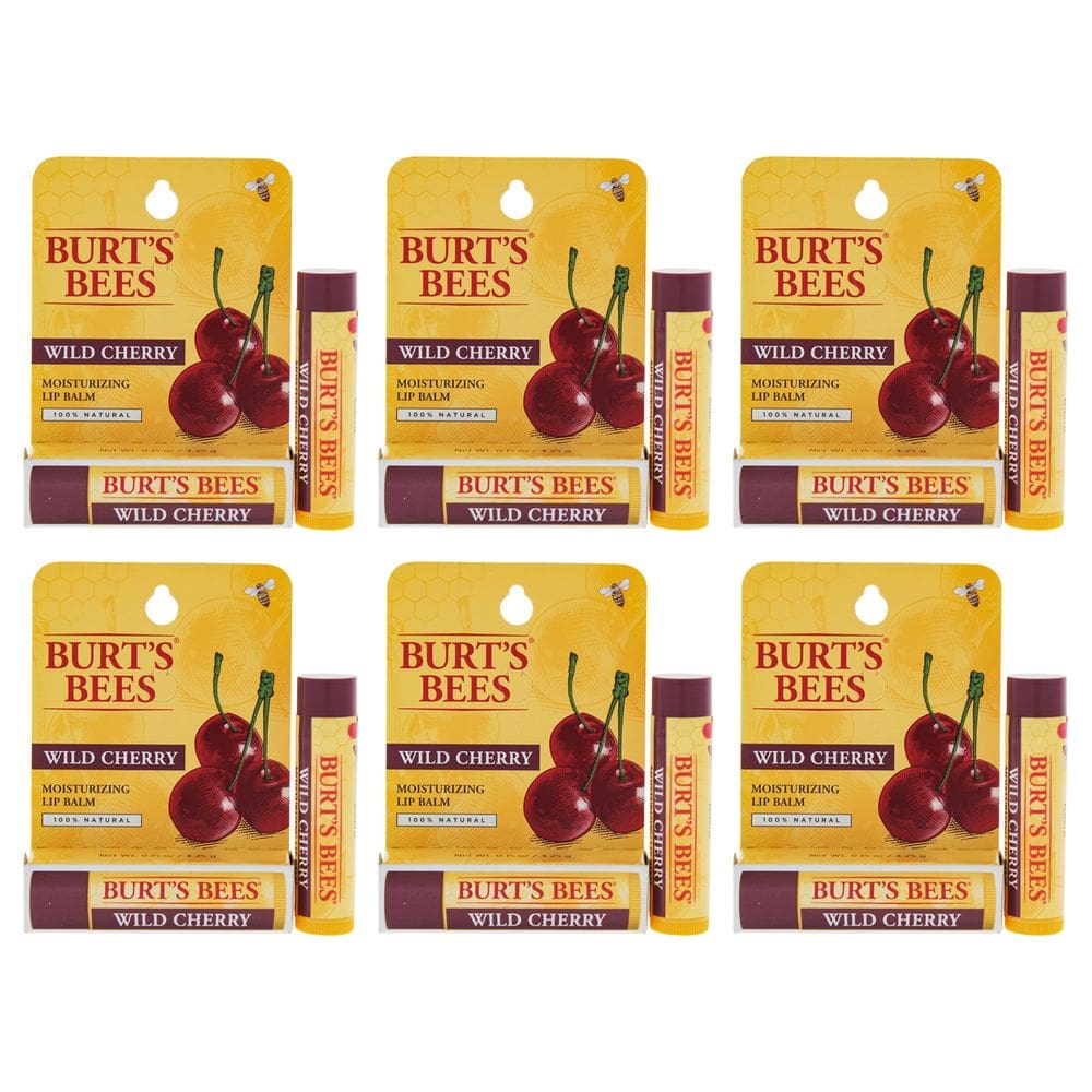 Bálsamo labial Burts Bees Wild Cherry Hidratante Pacote com 6
