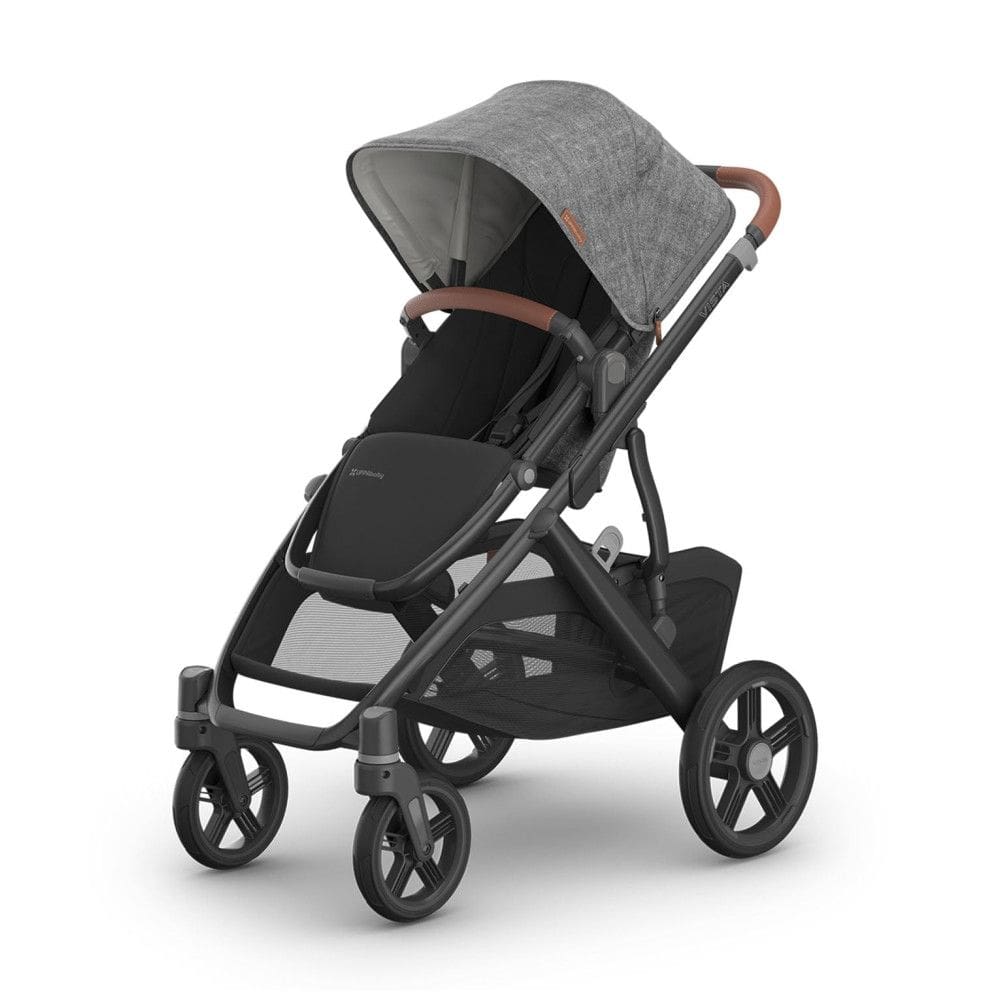 Carrinho UPPAbaby Vista V3 - Sistema de Carrinho de Tamanho Completo para Uma ou Duas Crianças - Cinza Carvão com Detalhes em Couro Sela