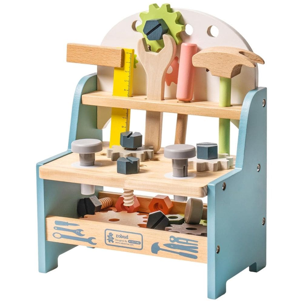 Bancada Educativa de Madeira Mini ROBUD para Crianças Brinquedo de Construção Presente para Meninos e Meninas de 3 a 5 Anos