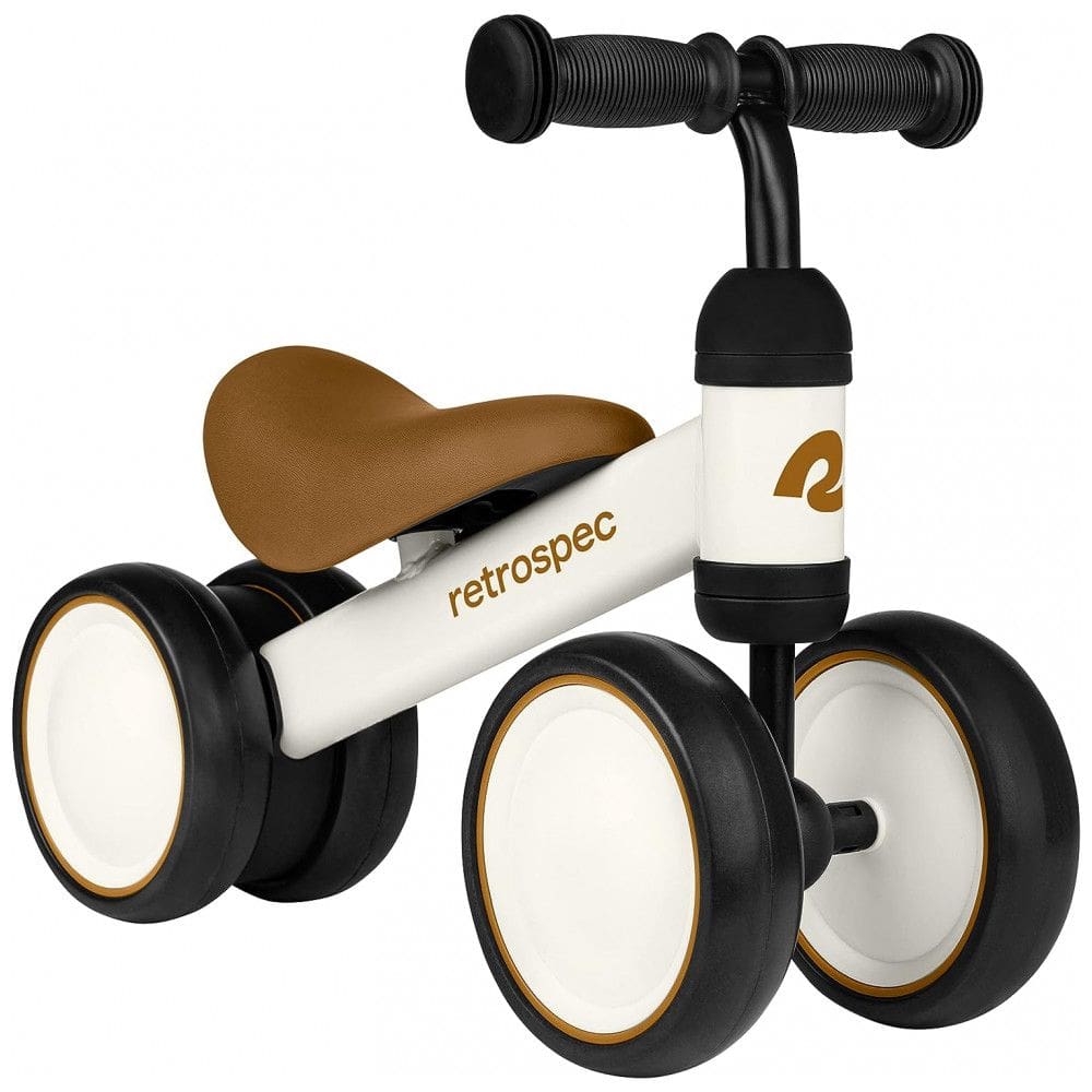 Bicicleta sem Pedal Infantil com 4 Rodas para Crianças de 1 a 4 Anos, Branca, RETROSPEC 4504, Branco