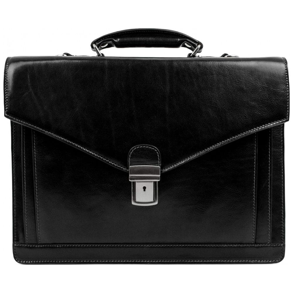 Bolsa Maleta de Couro Masculina para Laptop, TIME RESISTANCE, Preto