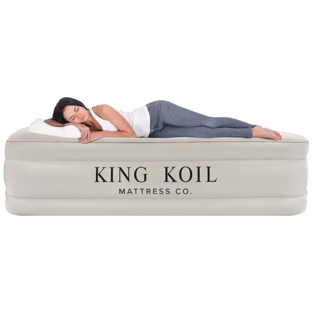Colchão de Ar Queen King Koil Luxury com Pillow Top Integrado e Bomba de Alta Velocidade Embutida - Melhor para Casa, Camping e Visitas