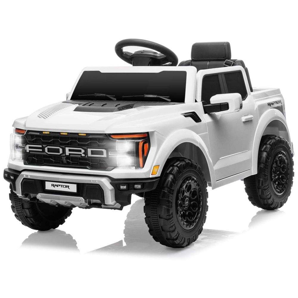 Mini Carro Elétrico Infantil Licenciado Ford F150 Raptor 12V c/ Controle Remoto, Luzes LED, Música MP3, Caçamba e Cinto 3 Pontos -