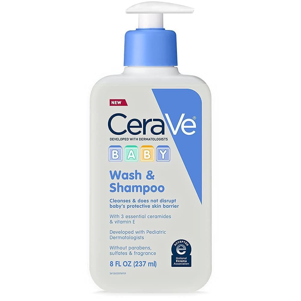 Sabonete e shampoo para bebês CeraVe sem fragrância, parabenos e sulfatos