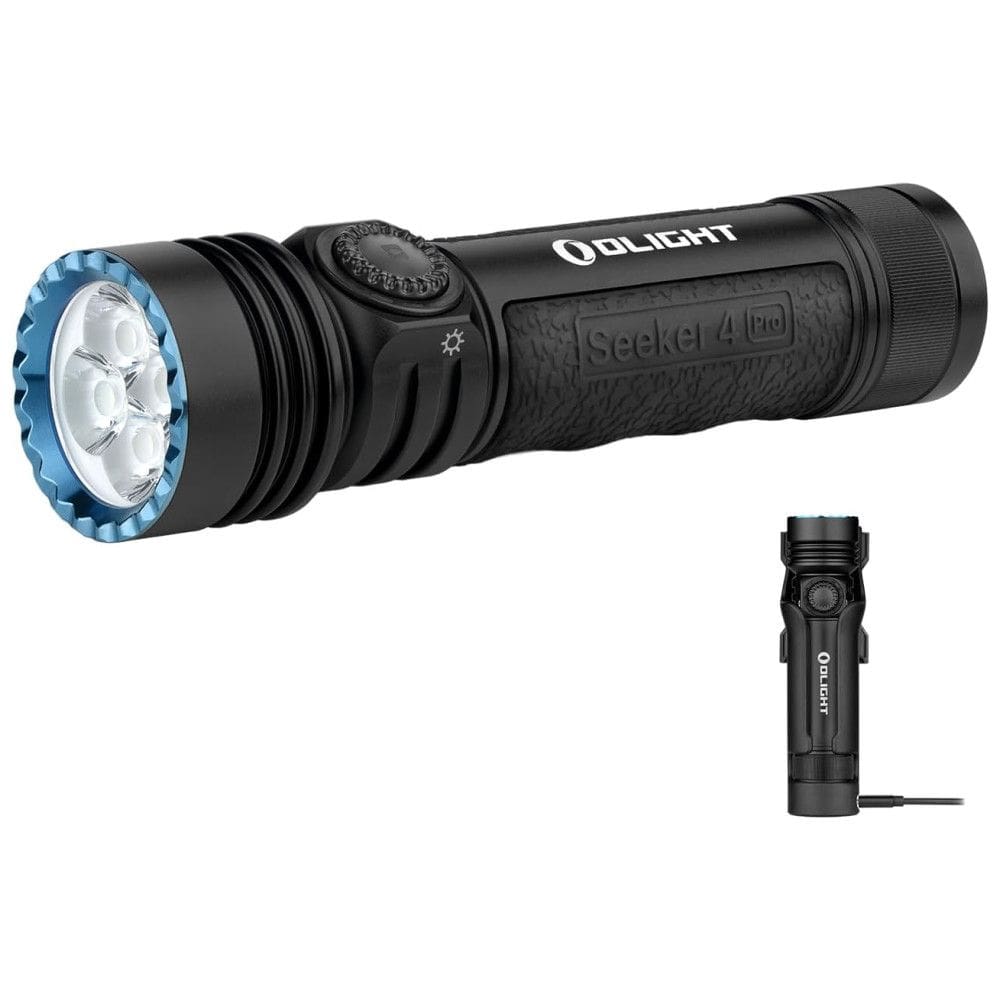 LANTERNA OLIGHT Seeker 4 Pro Recarregável, 4600 Lumens de Luz Brilhante e Potente com Bolsa USB-C, À Prova d`Água IPX8 para Emergências