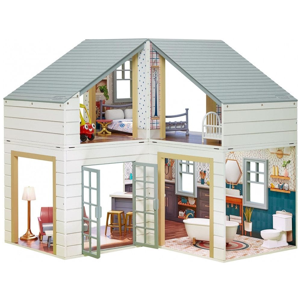Casa de Bonecas com 14 Acessórios e Cômodos Customizáveis para Crianças de 3 Anos a 8 Anos, LITTLE TIKES 661419EUC, Branco