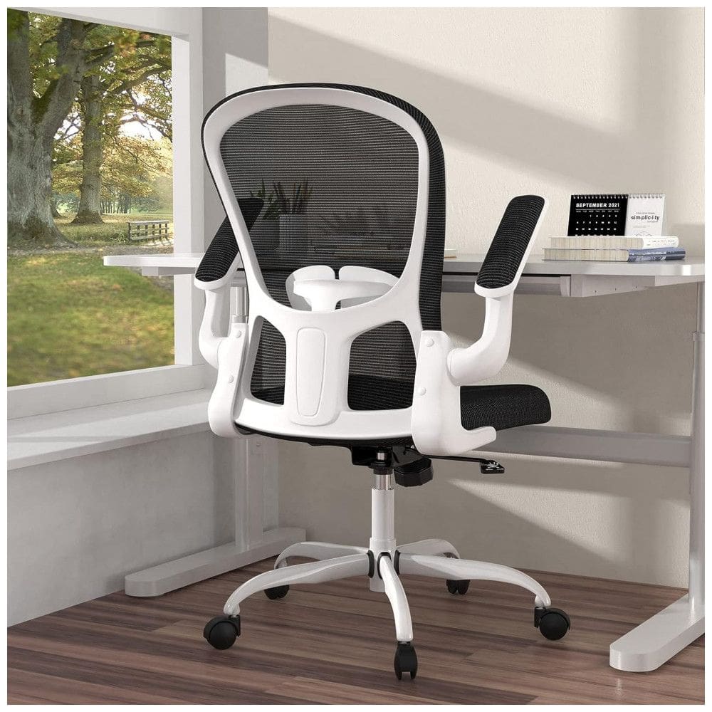 Cadeira de Escritório Ergonômica em Malha Respirável com Apoio de Braços Dobráveis, Silybon, Azul