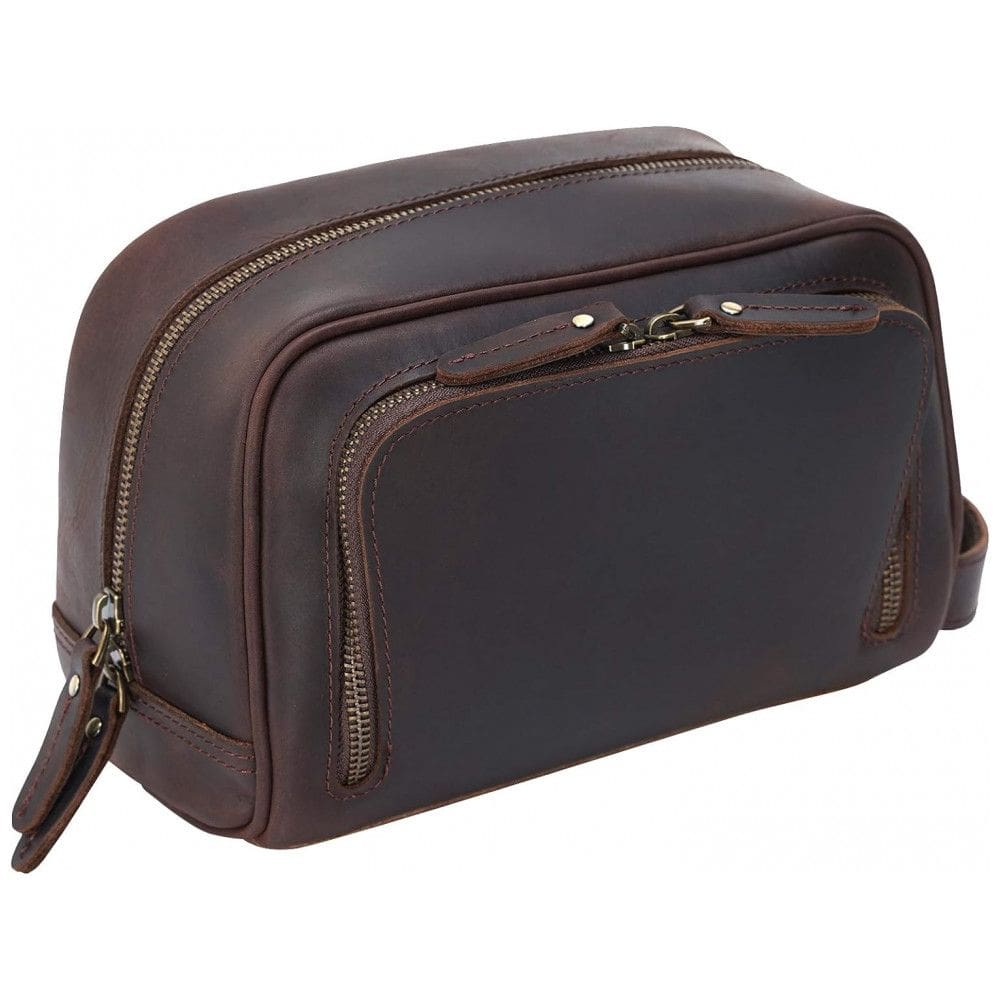 Necessaire Masculina Vintage de Couro, POLARE , Marrom Escuro