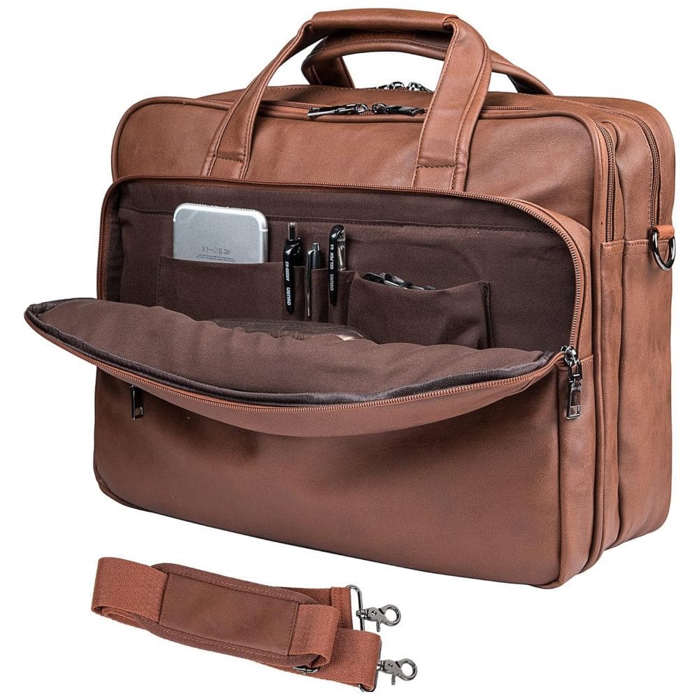 Bolsa Maleta de Couro Masculina para Laptop, SEYFOCNIA, Marrom