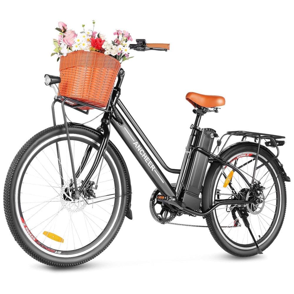 Bicicleta Elétrica ANCHEER 26 para Adultos, Modelo City Bike com Chassi Baixo e Motor de 750W, Bateria de 48V374Wh, Autonomia de até 80Km