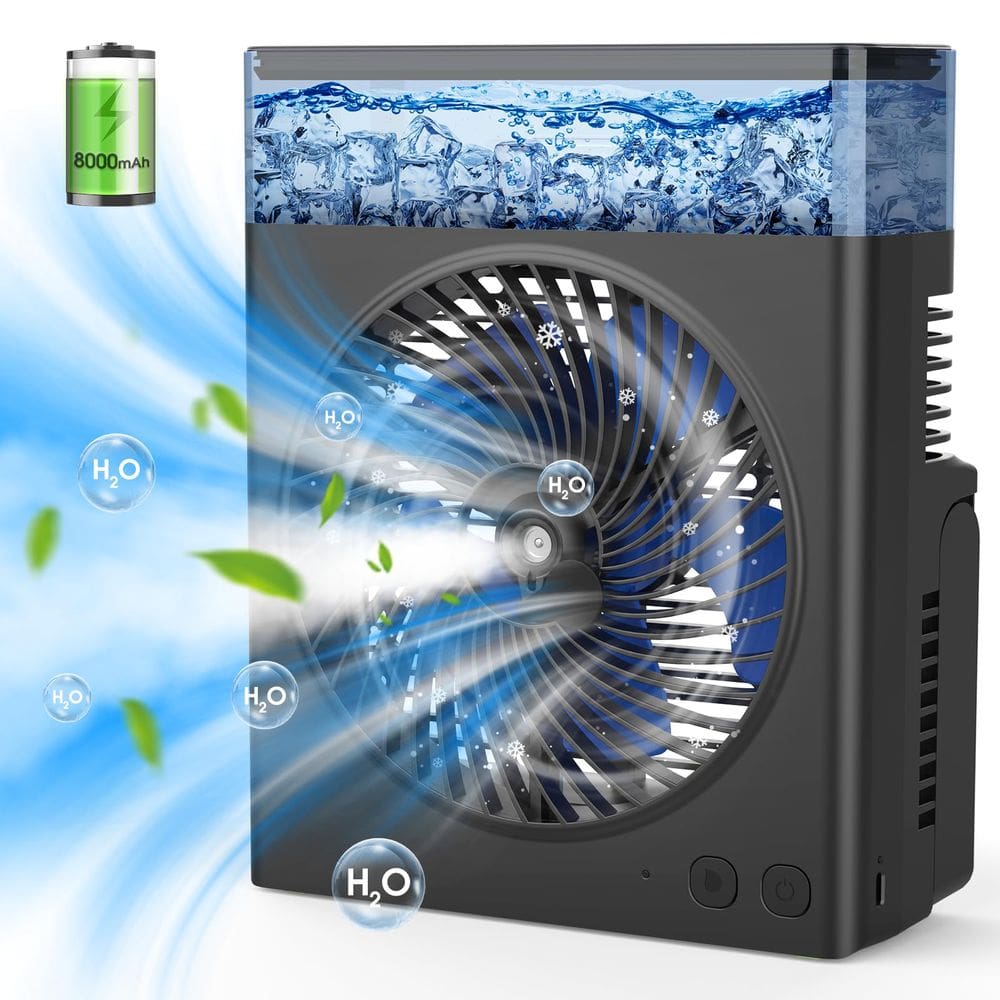 Ventilador de nebulização Drchop portátil de 8 polegadas com bateria de 8000mAh 600mL