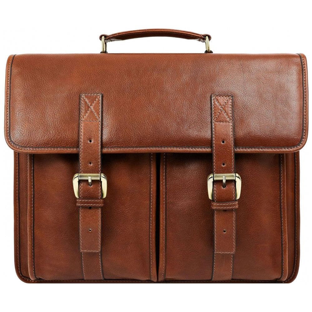 Bolsa Maleta de Couro Masculina para Laptop, TIME RESISTANCE, Marrom