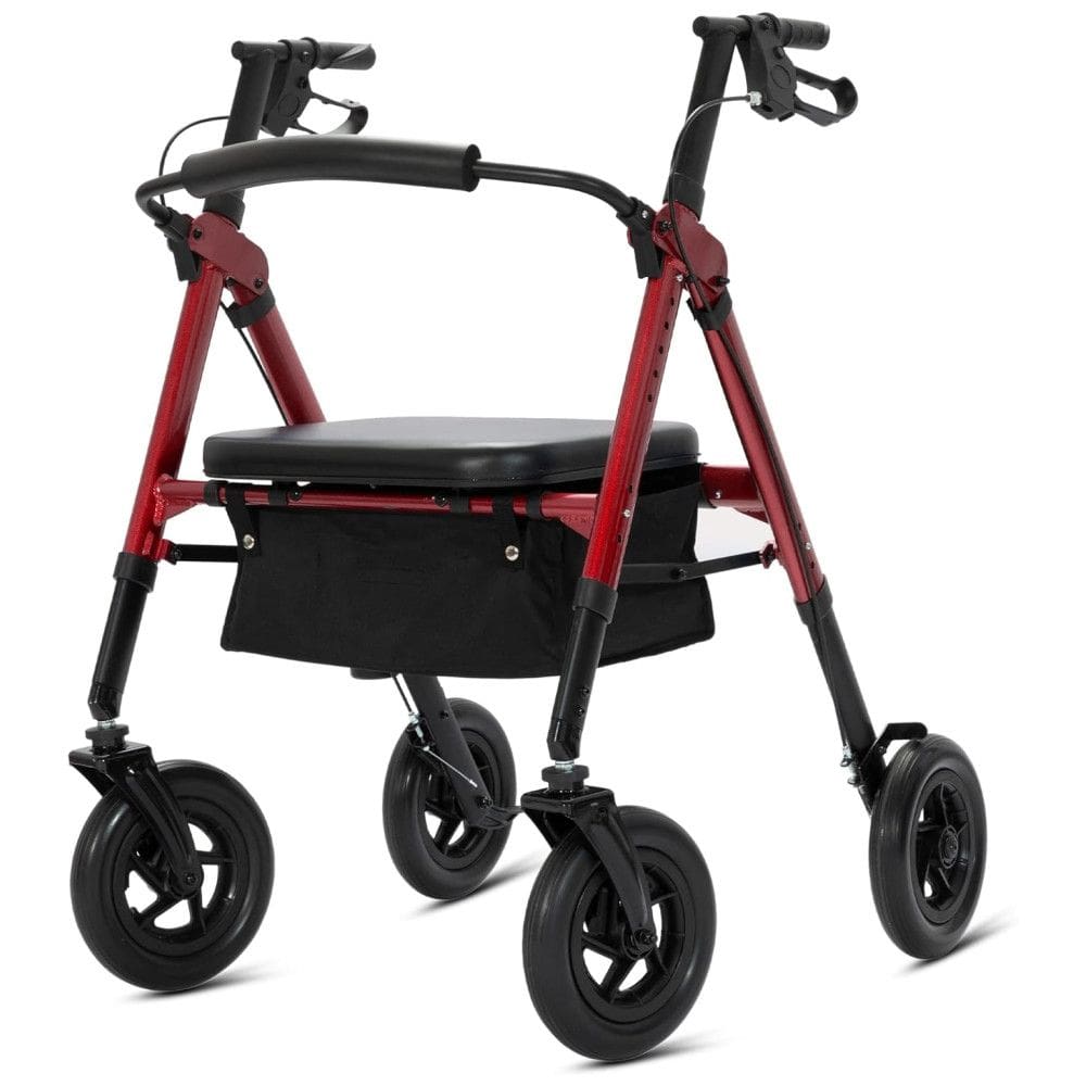 Andador para Adultos e Idosos de até 226 kg Encosto Acolchoado, ELENKER, Vermelho