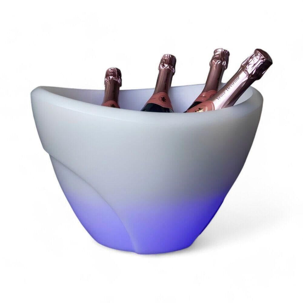 Balde De Gelo Elegante Com Led - Champanheira Branca Para 4 Garrafas, 13l