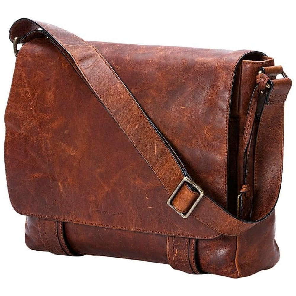 Bolsa Maleta de Couro Unissex para Laptop, Conhaque, FRYE, Marrom