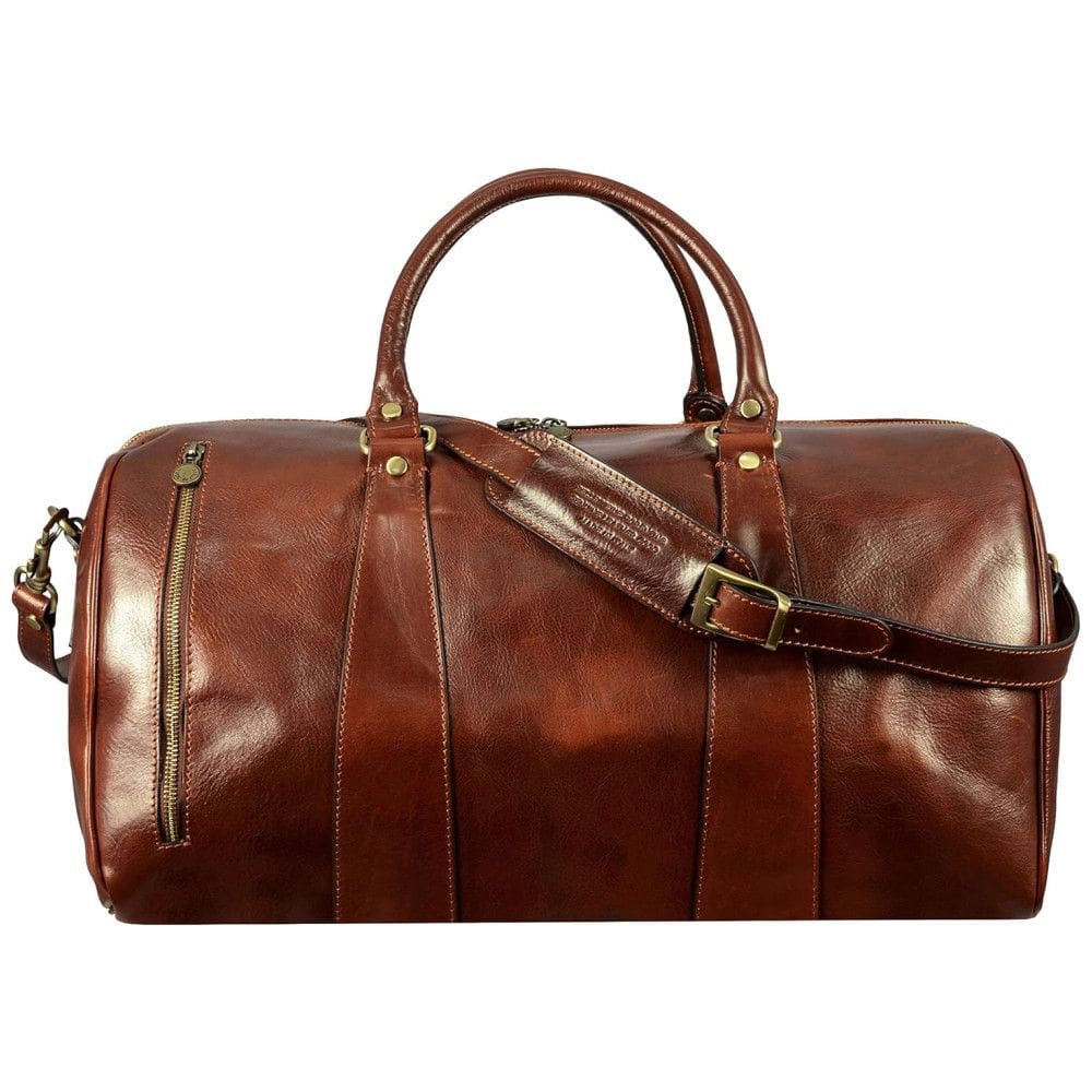 Bolsa de Viagem Masculina Clássica de Couro, TIME RESISTANCE, Marrom Escuro