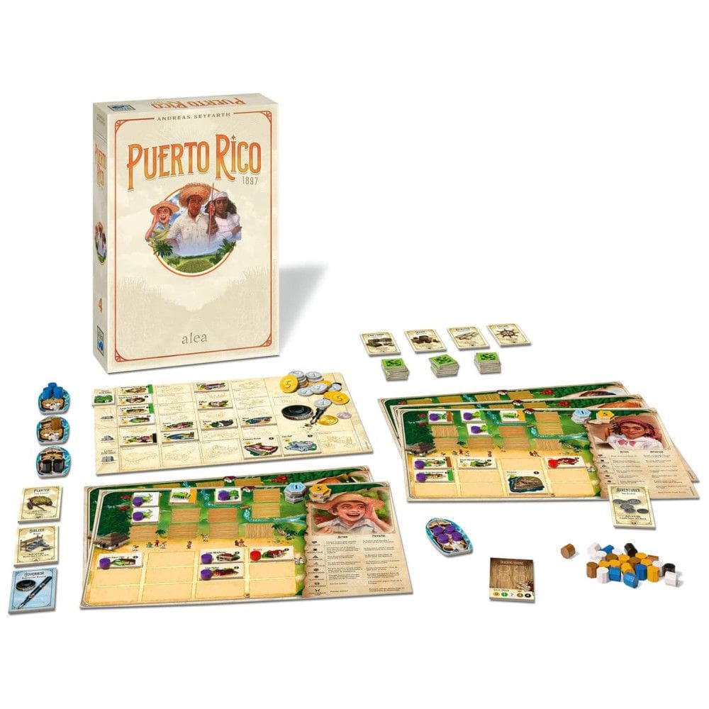Jogo de Tabuleiro Estratégico Ravensburger Porto Rico 1897: Uma Viagem Histórica Cativante com Arte Renovada, Desafio Ampliado e Enredo