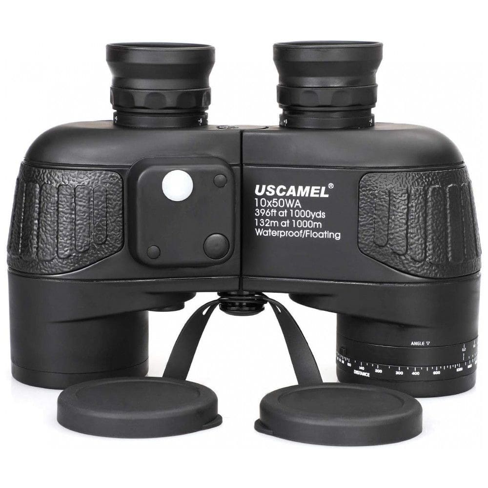 Binóculos Marinho 10x50 para Adultos à Prova dágua com Bússola Telêmetro e Lente à Prova de Nevoeiro, USCAMEL, Preto