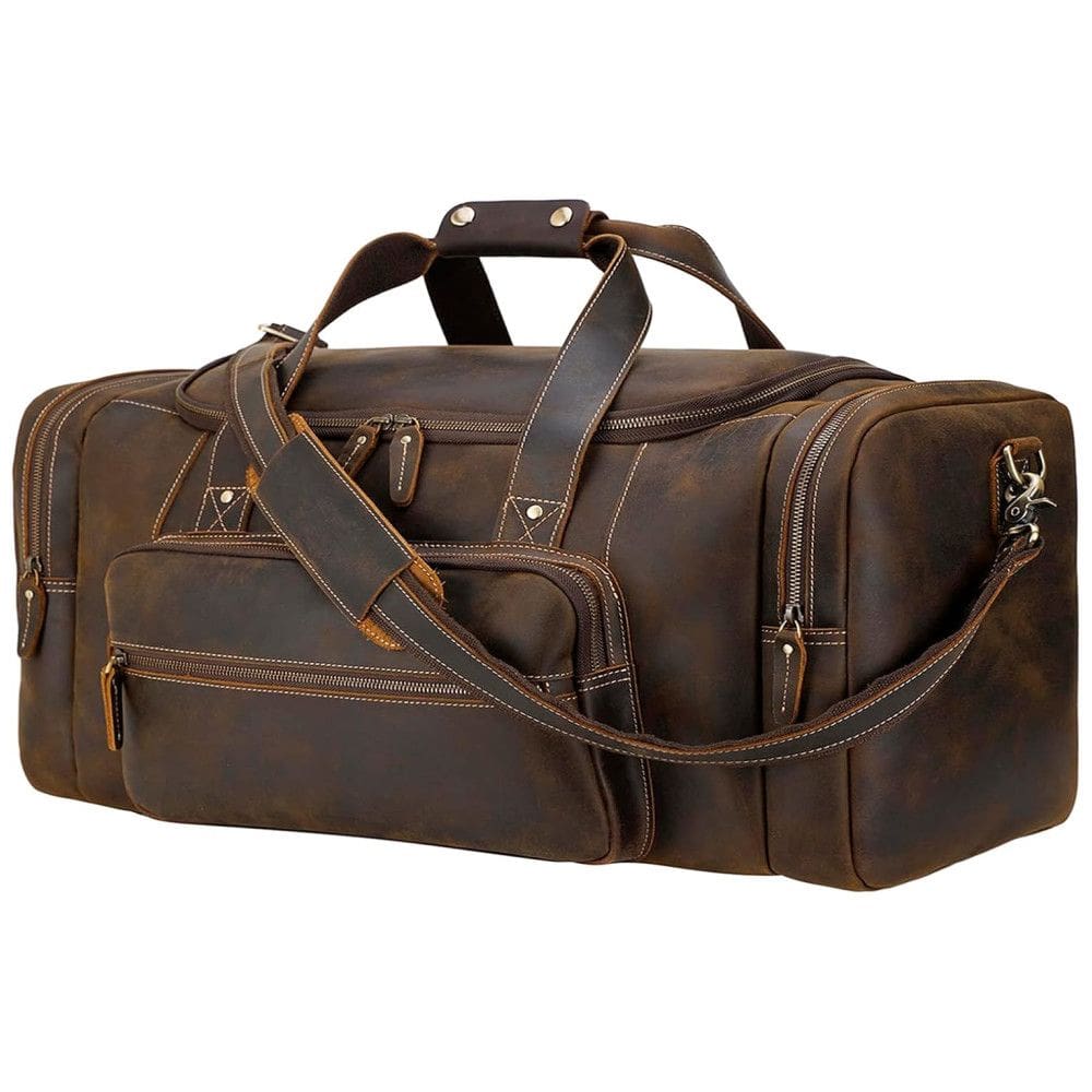 Bolsa de Viagem Masculina Clássica de Couro 72L, POLARE , Marrom