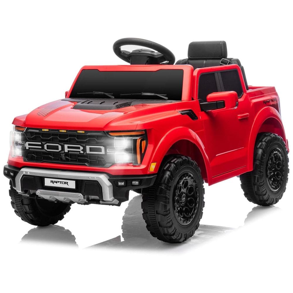 Mini Carro Elétrico Licenciado Ford F150 Raptor 12V p/ Crianças c/ Controle Remoto, Luzes LED, MP3, Caçamba, Cinto de Segurança -