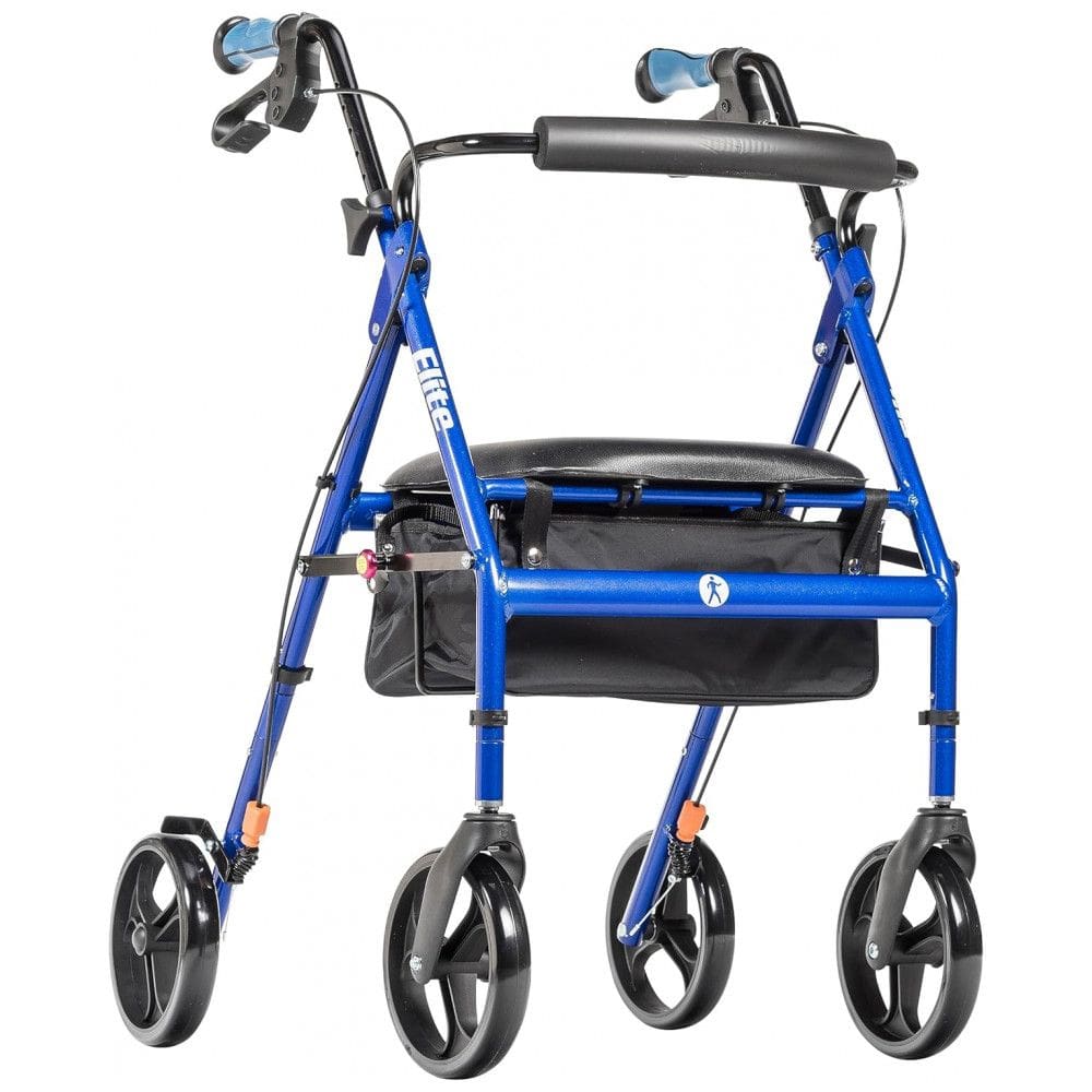 Andador Adulto Idoso Hugo Elite 700959E com Assento e Bolsa, Suporta até 136 Quilos, Azul