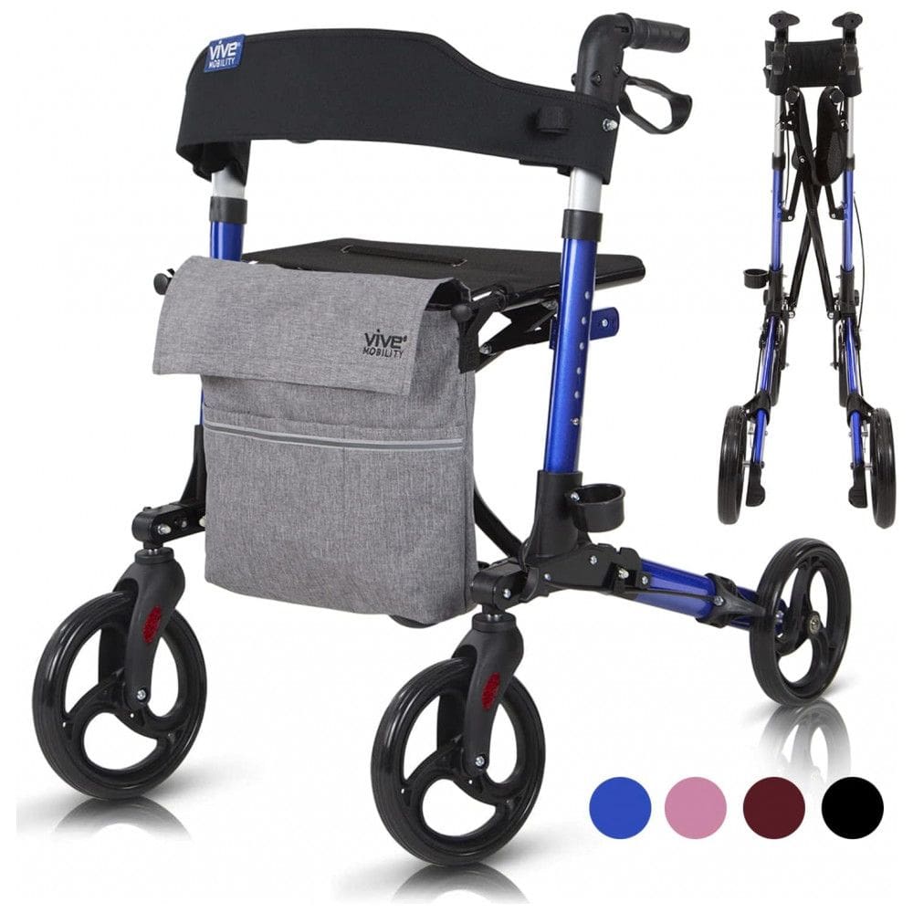 Andador Adulto Idoso Vive Mobility com Assento, Suporta até 136 Quilos, Azul