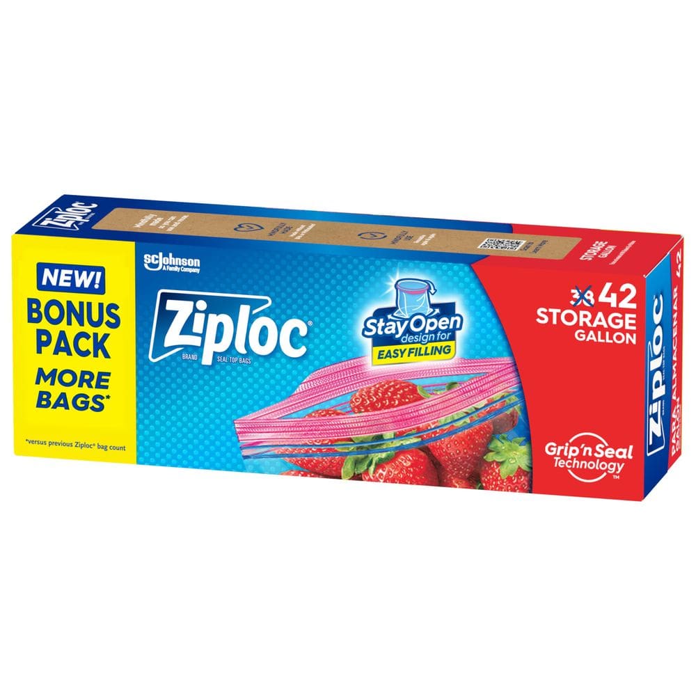 Bolsas para Almacenamiento de Alimentos Ziploc Galón 42 Unidades Diseño Que Permanece Abierto