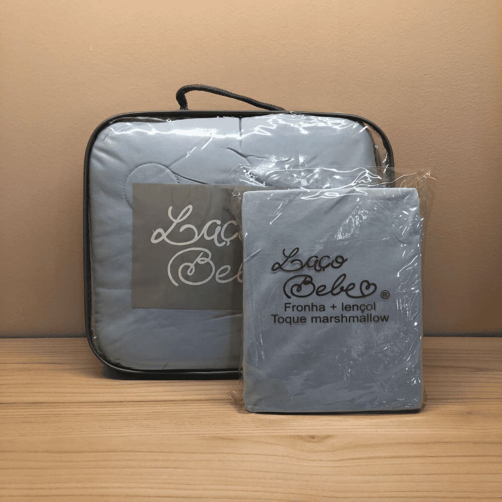 Kit Marshmallow Azul - Edredom + Jogo de Lençol e Fronha - Laço Bebê