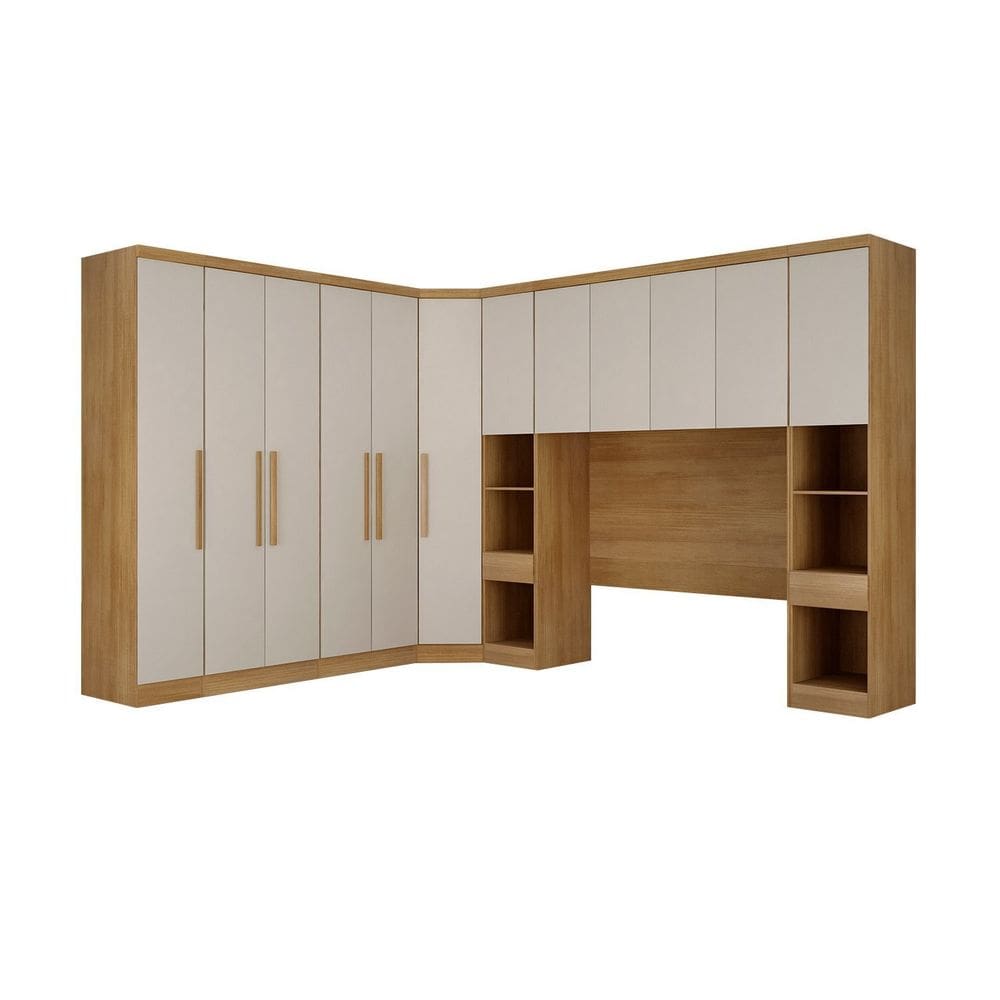 Guarda-roupa Casal 12 Portas 7 Peças Modulado Cairo Cumaru/Cinza