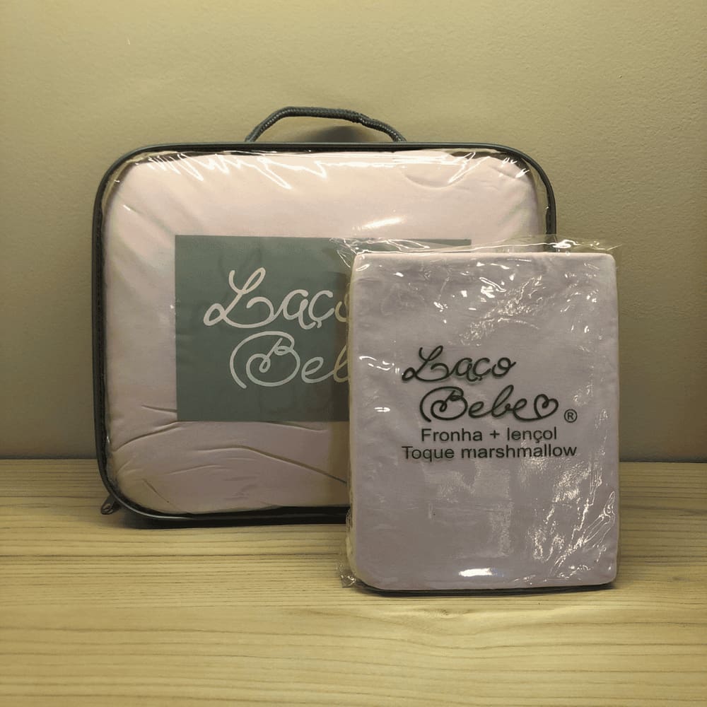 Kit Marshmallow Rosa - Edredom + Jogo de Lençol e Fronha - Laço Bebê