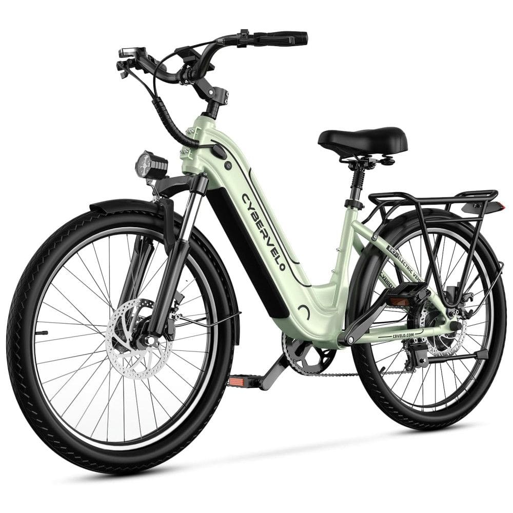 Bicicleta Elétrica Cybervelo EK7 1000W, 128 km de autonomia, suspensão ajustável, tela LCD, 26”, verde